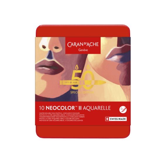 Caran d’Ache Neocolor II Aquarelle Pastels – 50 Years Special Edition Set of 10 Assorted Portrait Colours