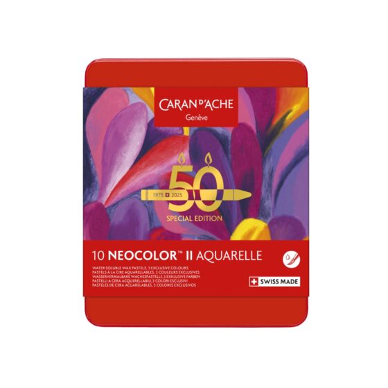 Caran d’Ache Neocolor II Aquarelle Pastels – 50 Years Special Edition Set of 10 Assorted Pop Colours