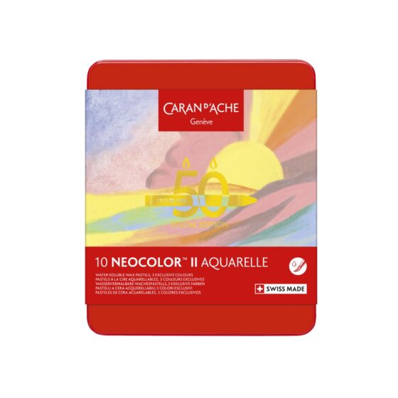 Caran d’Ache Neocolor II Aquarelle Pastels – 50 Years Special Edition Set of 10 Assorted Pastel Colours