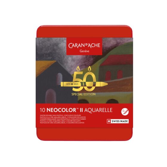 Caran d’Ache Neocolor II Aquarelle Pastels – 50 Years Special Edition Set of 10 Assorted Dark Colours