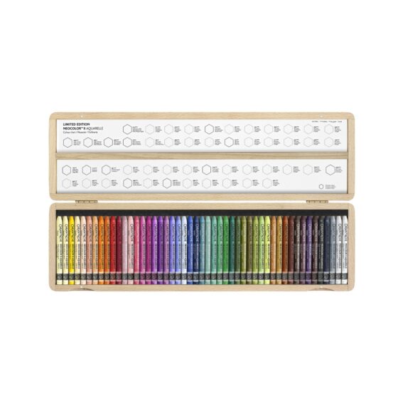 Caran d’Ache Neocolor II 50 Years Special Edition Aquarelle Pastels – Set of 50 Assorted Colours in Wooden Box