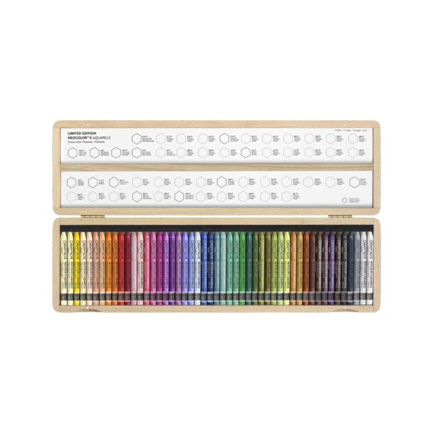 7500_950 Caran d’Ache Neocolor II Aquarelle Pastels – 50 Years Special Edition Set of 50 Assorted Colours in Wooden Box