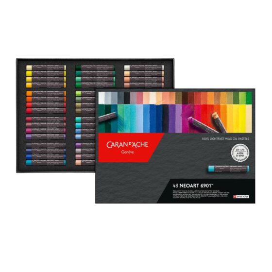 Caran d’Ache Neoart 6901 Artist Wax Oil Pastels – 48 Assorted Colours in Cardboard Box