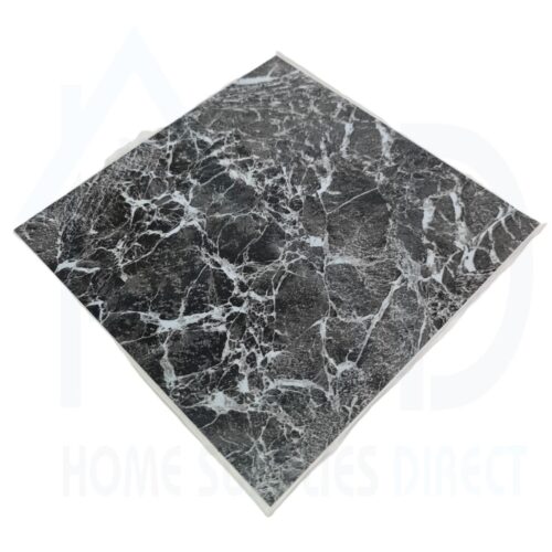 Tiletastic Dark Marble Effect Adhesive Vinyl Floor Tiles – 30.5cm x 30.5cm x 0.9cm