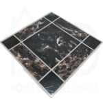 Tiletastic Dark Square Marble Effect Adhesive Vinyl Floor Tiles – 30.5 × 30.5 cm, 0.9 cm Marble Style