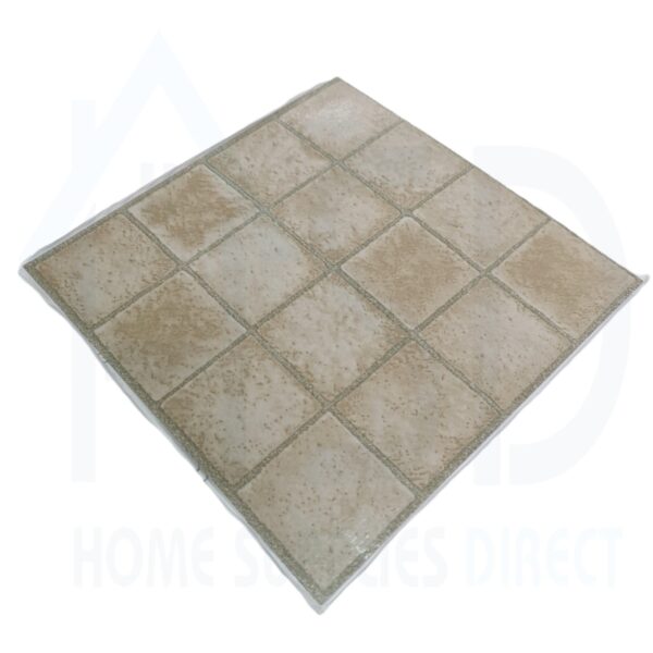 DIY-STN-SQR-BG Tiletastic Square Beige Mosaic Stone Effect Adhesive Vinyl Floor Tiles 30.5cm x 30.5cm x 0.9cm