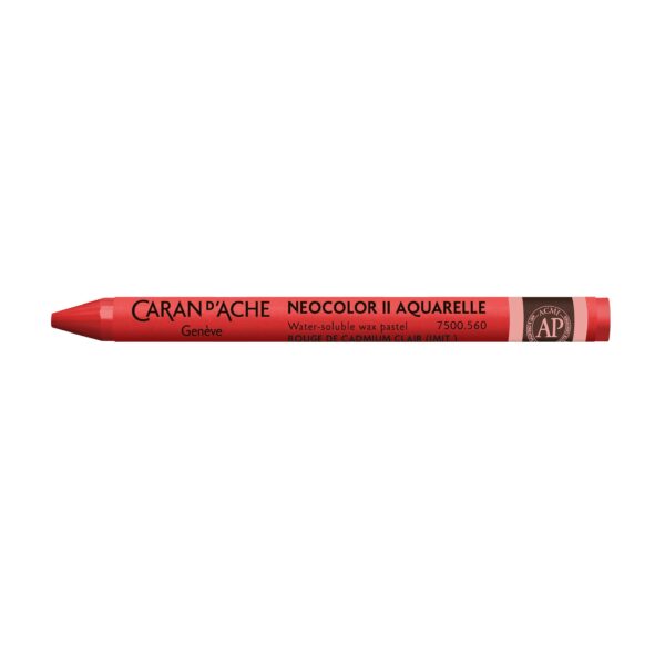 Caran d’Ache Neocolor II Water-Soluble Wax Pastels – Artist 84 Professional Shades – 560 Light Cadmium Red