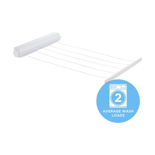 MKY-2471 Minky 5 Retractable Washing Line – White, 15m Drying Space for Indoor & Outdoor Use