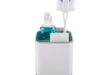 Minky Kitchen Sink Tidy – White Plastic Organizer with Two Compartments & Removable Drip Tray