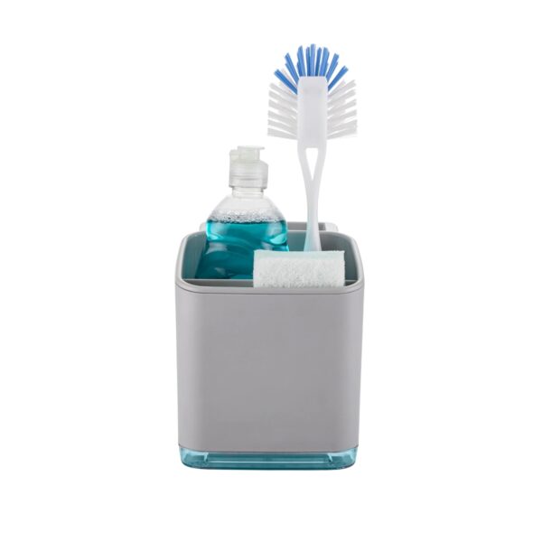 MKY-4741 Minky Kitchen Sink Tidy – Grey Plastic Organizer with Two Compartments & Removable Drip Tray
