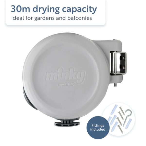 Minky Retractable Reel Washing Line – 30m Drying Space, Durable & Convenient