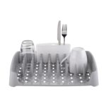 Minky Dish Rack – Grey with White Caddy, Compact & Durable Kitchen Organizer