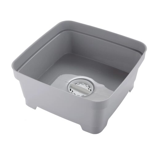 Minky Washing Up Bowl with Sink Plug Strainer – Grey 11L Multipurpose Square Basin