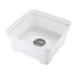 Minky Washing Up Bowl with Sink Plug Strainer – White 11L Multipurpose Square Basin