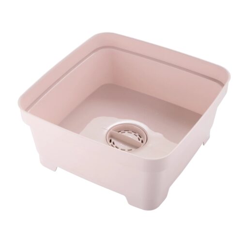 Minky Washing Up Bowl with Sink Plug Strainer – Dusty Pink 11L Multipurpose Square Basin