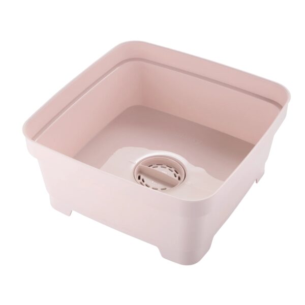 MKY-8398 Minky Washing Up Bowl with Sink Plug Strainer – Dusty Pink 11L Multipurpose Square Basin