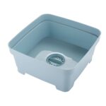 Minky Washing Up Bowl with Sink Plug Strainer – Slate Blue 11L Multipurpose Square Basin
