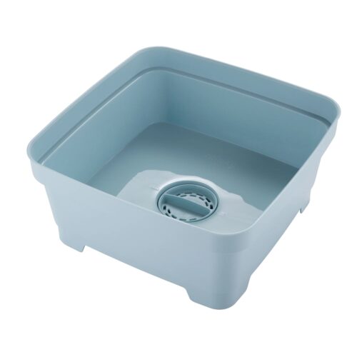 Minky Washing Up Bowl with Sink Plug Strainer – Slate Blue 11L Multipurpose Square Basin