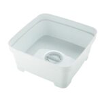 Minky Washing Up Bowl with Sink Plug Strainer – Speckled White 11L Multipurpose Square Basin