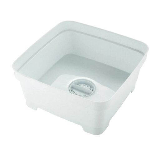 Minky Washing Up Bowl with Sink Plug Strainer – Speckled White 11L Multipurpose Square Basin