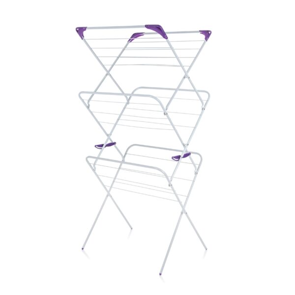 MKY-8627 Minky Essential 3 Tier Airer – Foldable Indoor Clothes Drying Rack with 14m Drying Capacity & Non-Slip Feet