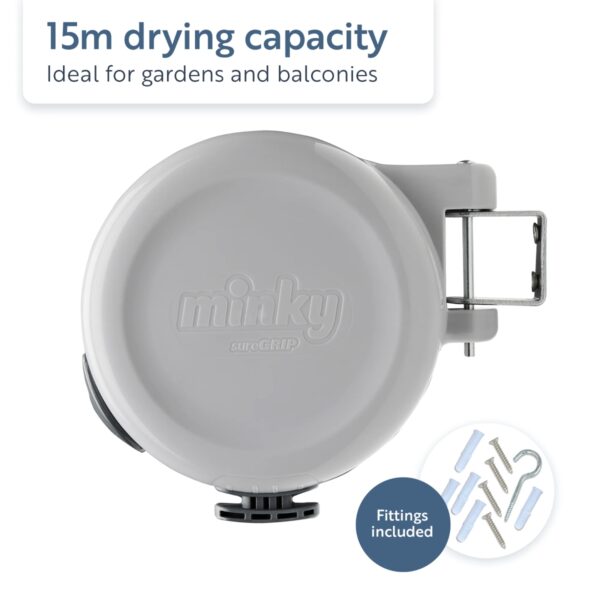 Minky 15m Retractable Reel Outdoor Washing Line – Durable & Weather-Resistant 1 Minky 15m Retractable Reel Outdoor Washing Line – Durable & Weather-Resistant