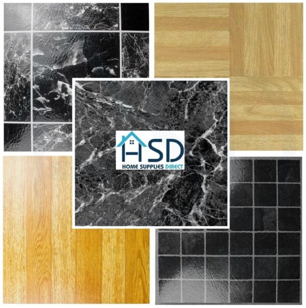 Tiletastic Black Slate Stone Effect Adhesive Vinyl Floor Tiles - 30.5cm x 30.5cm x 0.9cm 3 Tiletastic Dark Marble Effect Adhesive Vinyl Floor Tiles – 30.5cm x 30.5cm x 0.9cm