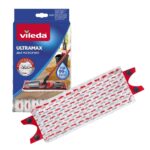 Vileda Ultra Max Refill – 2-in-1 Microfibre Polyester Mop Head (White & Red) for Efficient Floor Cleaning
