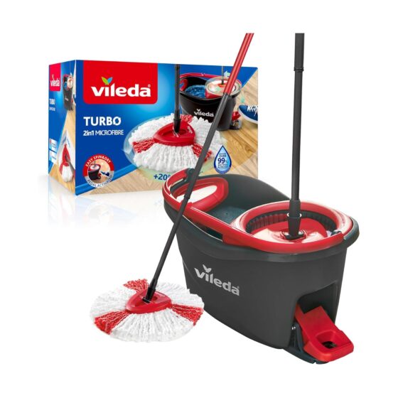 Vilead Easy Wring RinseClean Turbo Spin Mop & Bucket Set – Spin Mop System with Foot Pedal & Microfibre Head