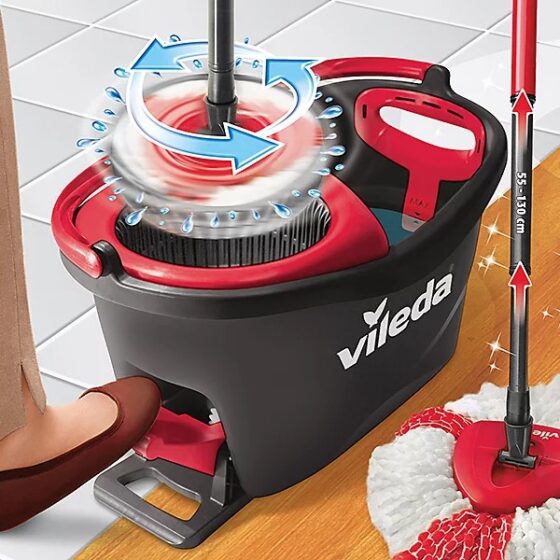 Vilead Easy Wring RinseClean Turbo Spin Mop & Bucket Set – Spin Mop System with Foot Pedal & Microfibre Head