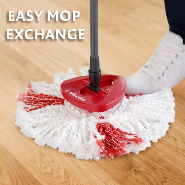 Vileda Easy Wring RinseClean Turbo Spin Mop & Bucket Set + Refill – Microfibre Mop for Streak-Free Cleaning 5 Vilead Easy Wring RinseClean Turbo Spin Mop & Bucket Set – Spin Mop System with Foot Pedal & Microfibre Head