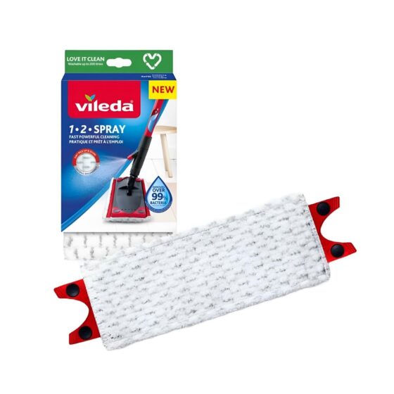 Vileda 1-2 Spray Mop Replacement Pad Refill – Microfibre Mop Head for Streak-Free Floors & Deep Cleaning