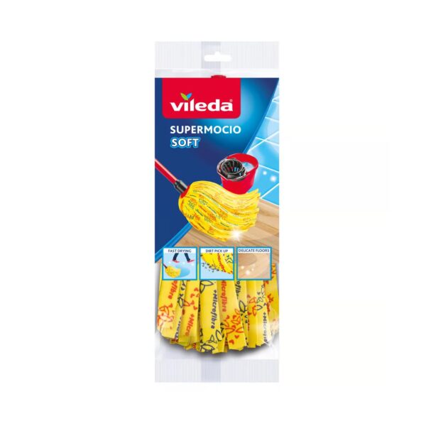 Vileda SuperMocio 3 Action XL Mop Refill Yellow – Replacement Head for SuperMocio Mop, Deep Cleaning & Absorbent
