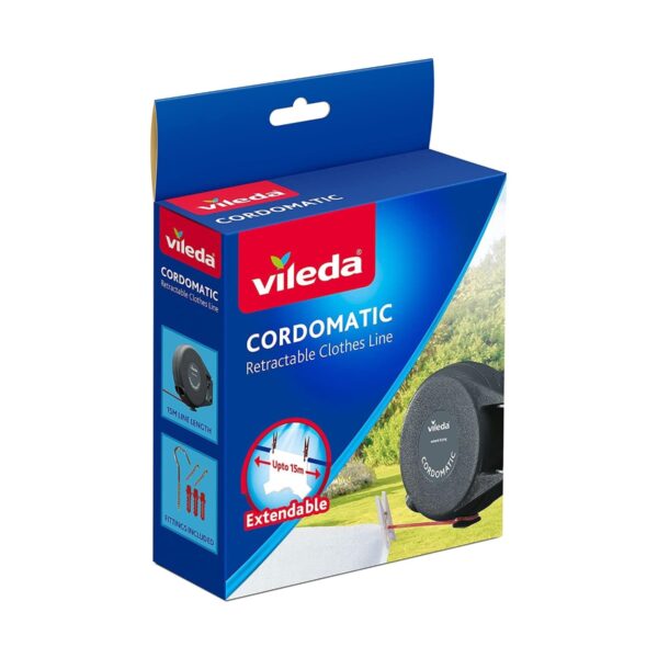 Vileda Cordomatic Retractable Clothes Line – 15M Indoor & Outdoor Washing Line Solution