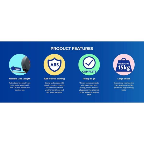 Vileda Cordomatic Retractable Clothes Line – 15M Indoor & Outdoor Washing Line Solution