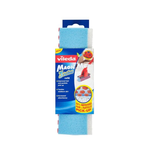 Vileda Magic Mop Refill 3 Action Angled – Super Absorbent Sponge Head for Deep Floor Cleaning