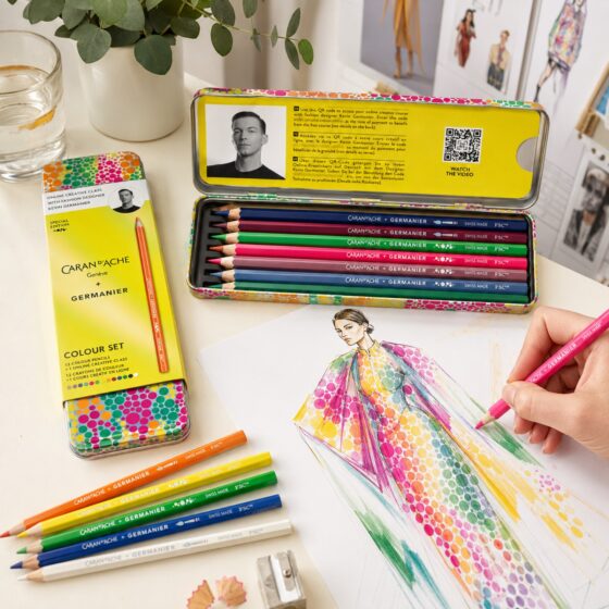 Caran d’Ache Kévin Germanier 13 Colour Pencil Set Special Edition Holographic Case + Free Online Class