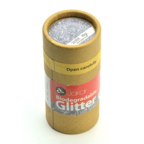 Jakar Silver Biodegradable Fine Glitter 40g – Eco-Friendly, Non-Toxic & Plastic-Free (1/128″ – 0.2mm)