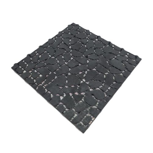 Tiletastic Black Pebble Effect Interlocking Garden Patio Floor Tiles – 29cm x 29cm x 0.13cm, Easy-Lock, Durable Outdoor Flooring