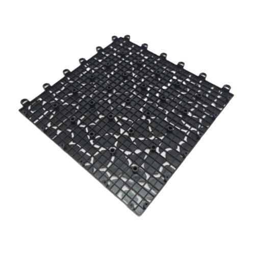 Tiletastic Black Pebble Effect Interlocking Garden Patio Floor Tiles – 29cm x 29cm x 0.13cm, Easy-Lock, Durable Outdoor Flooring