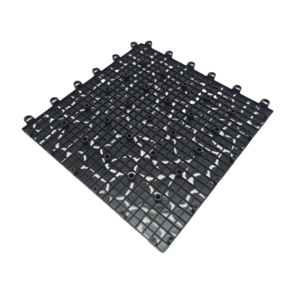 Tiletastic Black Pebble Effect Interlocking Garden Patio Floor Tiles – 29cm x 29cm x 0.13cm, Easy-Lock, Durable Outdoor Flooring