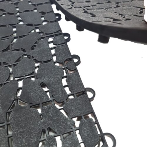 Tiletastic Black Pebble Effect Interlocking Garden Patio Floor Tiles – 29cm x 29cm x 0.13cm, Easy-Lock, Durable Outdoor Flooring