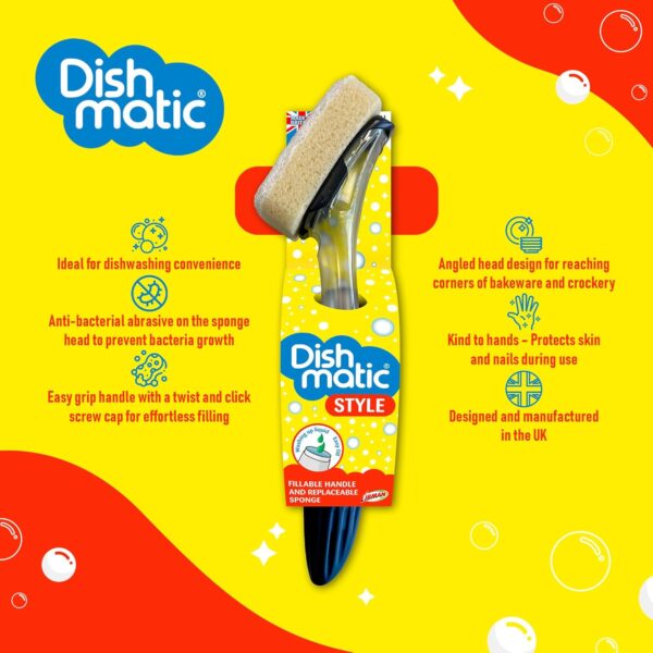 Dishmatic Fillable Washing-Up Handle with Green Sponge – Ergonomic Grip & Built-In Soap Dispenser for Easy Kitchen Cleaning 1 Dishmatic Fillable Washing-Up Handle with Green Sponge – Ergonomic Grip & Built-In Soap Dispenser for Easy Kitchen Cleaning