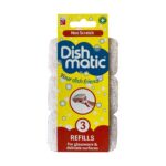 Dishmatic Non Scratch Refill Sponge Heads (3 Pack, White) – Gentle & Antibacterial Cleaning for Sensitive Surfaces
