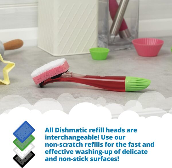 Dishmatic Non Scratch Refill Sponge Heads (3 Pack, White) – Gentle & Antibacterial Cleaning for Sensitive Surfaces 6 Dishmatic Non Scratch Refill Sponge Heads (3 Pack, White) – Gentle & Antibacterial Cleaning for Sensitive Surfaces