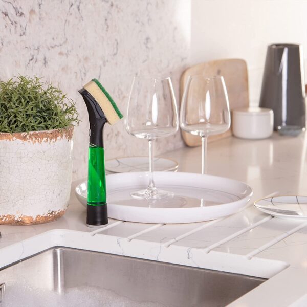 Dishmatic I-Stand Fillable Washing-Up Handle with Black Sponge – Ergonomic Grip & Soap Dispensing for Heavy-Duty Kitchen Cleaning 2 Dishmatic I-Stand Fillable Washing-Up Handle with Black Sponge – Ergonomic Grip & Soap Dispensing for Heavy-Duty Kitchen Cleaning