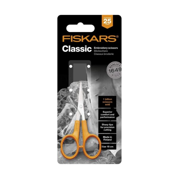 Fiskars Classic Embroidery Scissors 10 cm – Precision Fine‑Tip Stainless Steel
