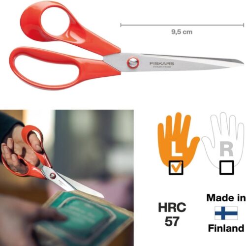 Fiskars Classic Left-Handed Scissors – 21cm Ergonomic Stainless Steel Cutting Tool 13 Fiskars Classic Left-Handed Scissors – 21cm Ergonomic Stainless Steel Cutting Tool - Image 4
