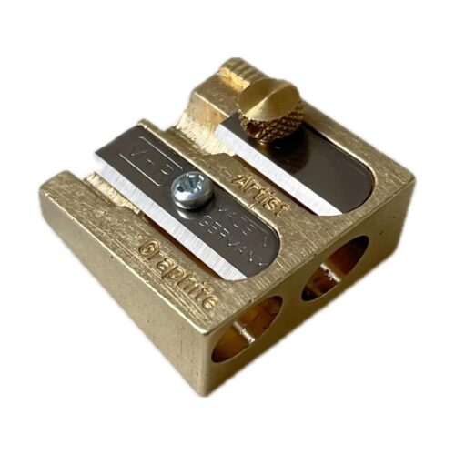 Möbius & Ruppert (M+R) Artex Brass Double Hole Sharpener – Adjustable Blade for Precision Pencils