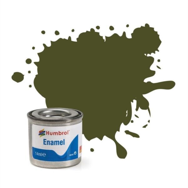 AA1688 Humbrol No.155 Matt Olive Drab Enamel Paint – 14ml Tin for Model Kits, Military Miniatures & Craft Projects